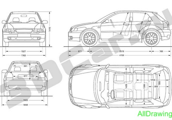 Audi S3 (Ауди С3) - чертежи (рисунки) автомобиля